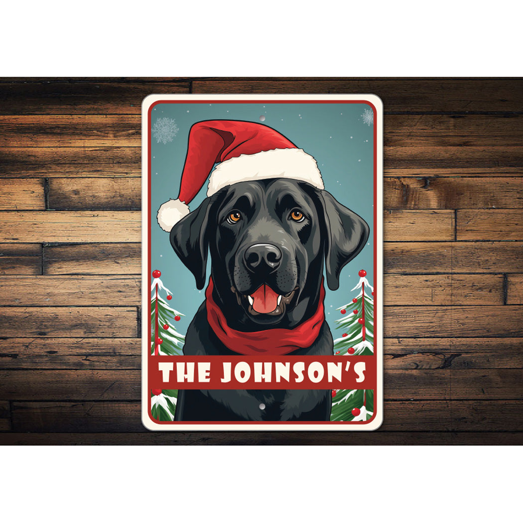 Personalized Black Labrador Christmas Welcome Sign