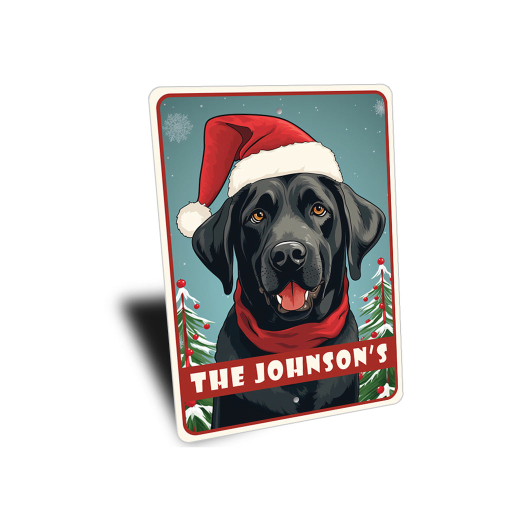 Personalized Black Labrador Christmas Welcome Sign