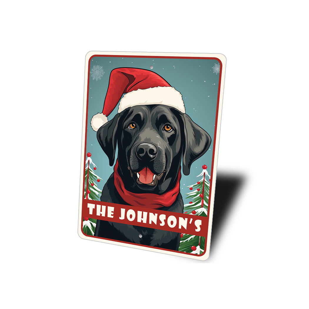 Personalized Black Labrador Christmas Welcome Sign