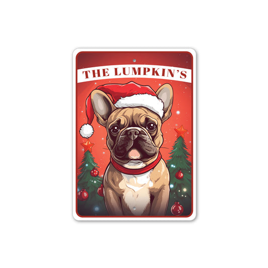 Personalized French Bulldog Christmas Welcome Sign