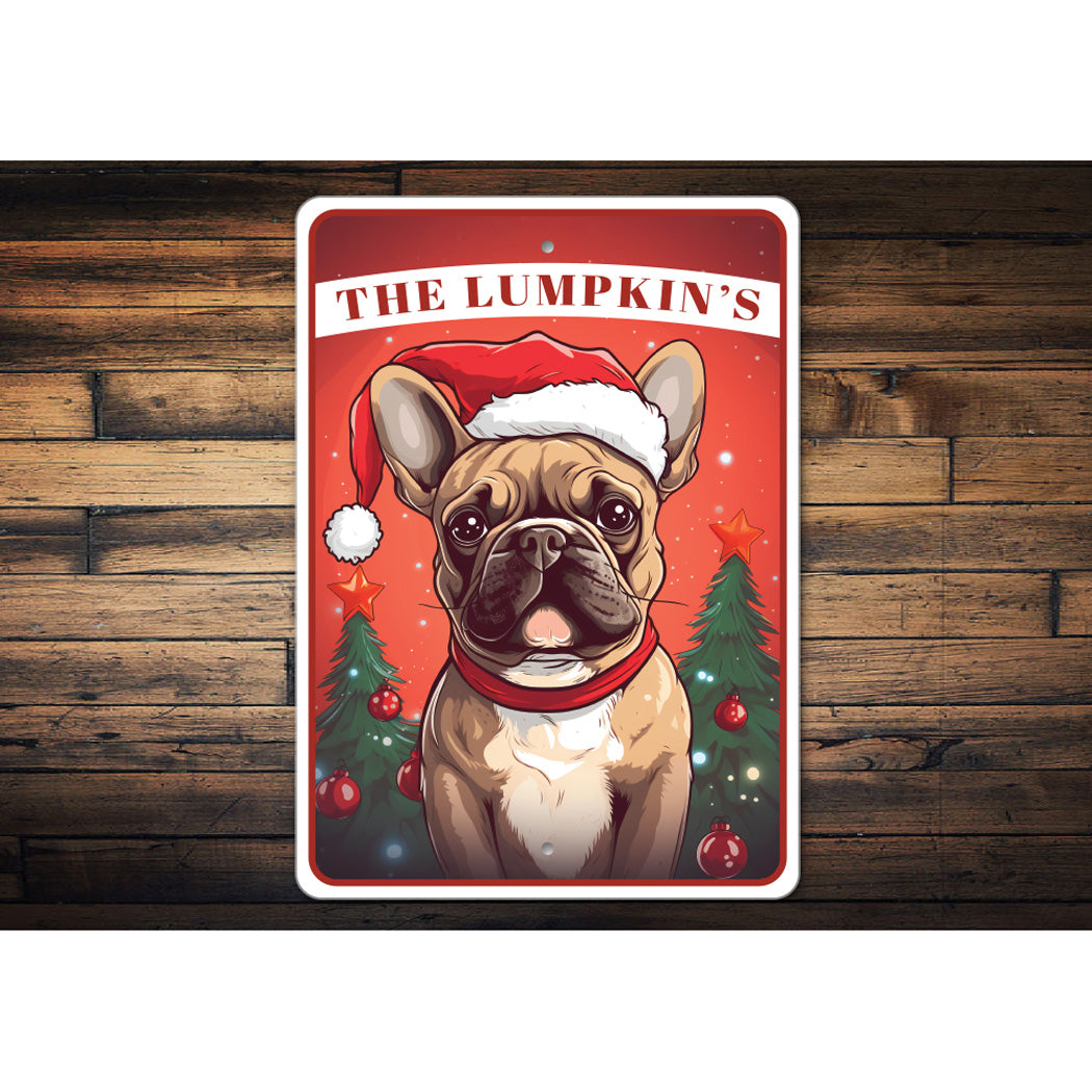 Personalized French Bulldog Christmas Welcome Sign