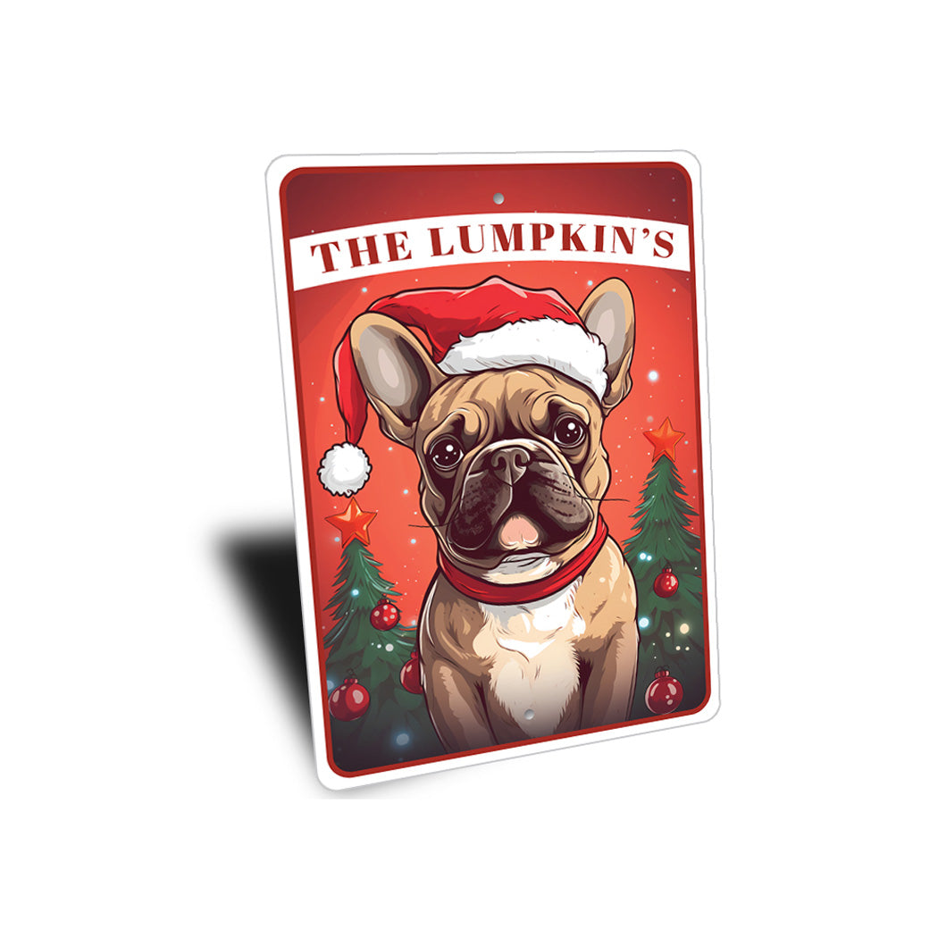 Personalized French Bulldog Christmas Welcome Sign