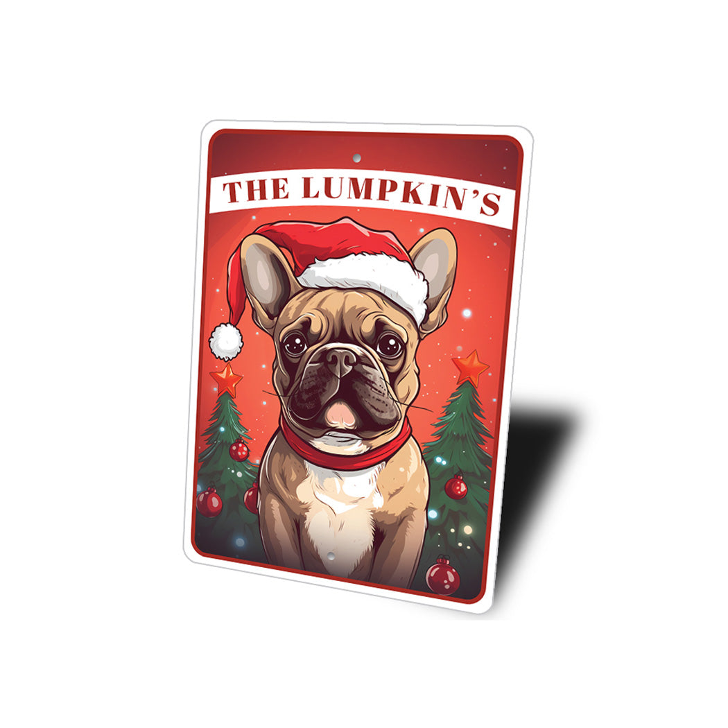 Personalized French Bulldog Christmas Welcome Sign