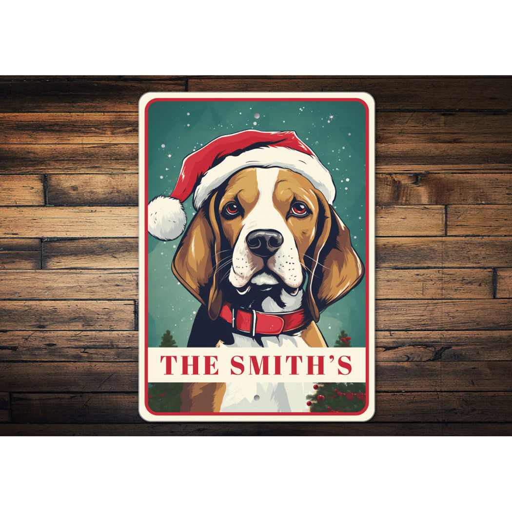 Personalized Beagle Christmas Welcome Sign