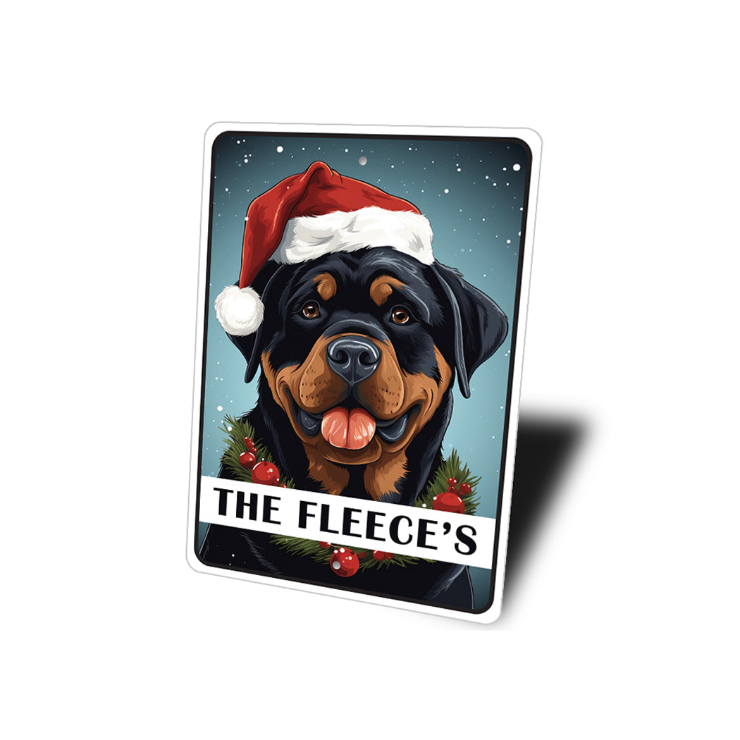 Personalized Rottweiler Christmas Welcome Sign