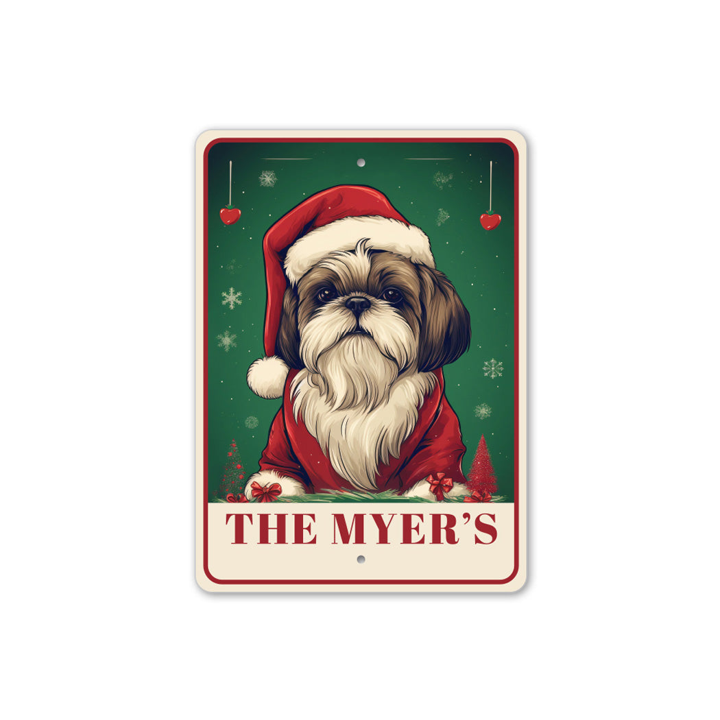 Personalized Shih Tzu Christmas Welcome Sign