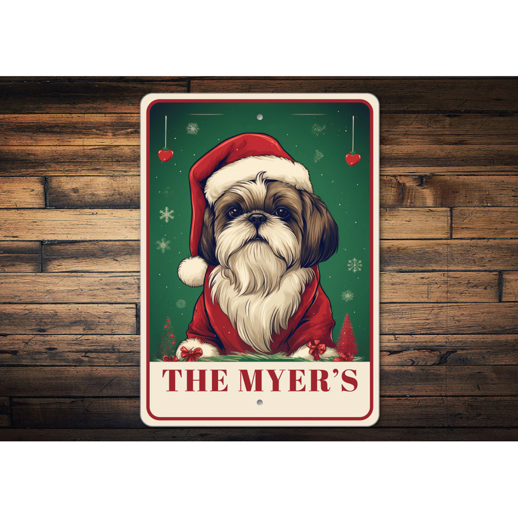 Personalized Shih Tzu Christmas Welcome Sign