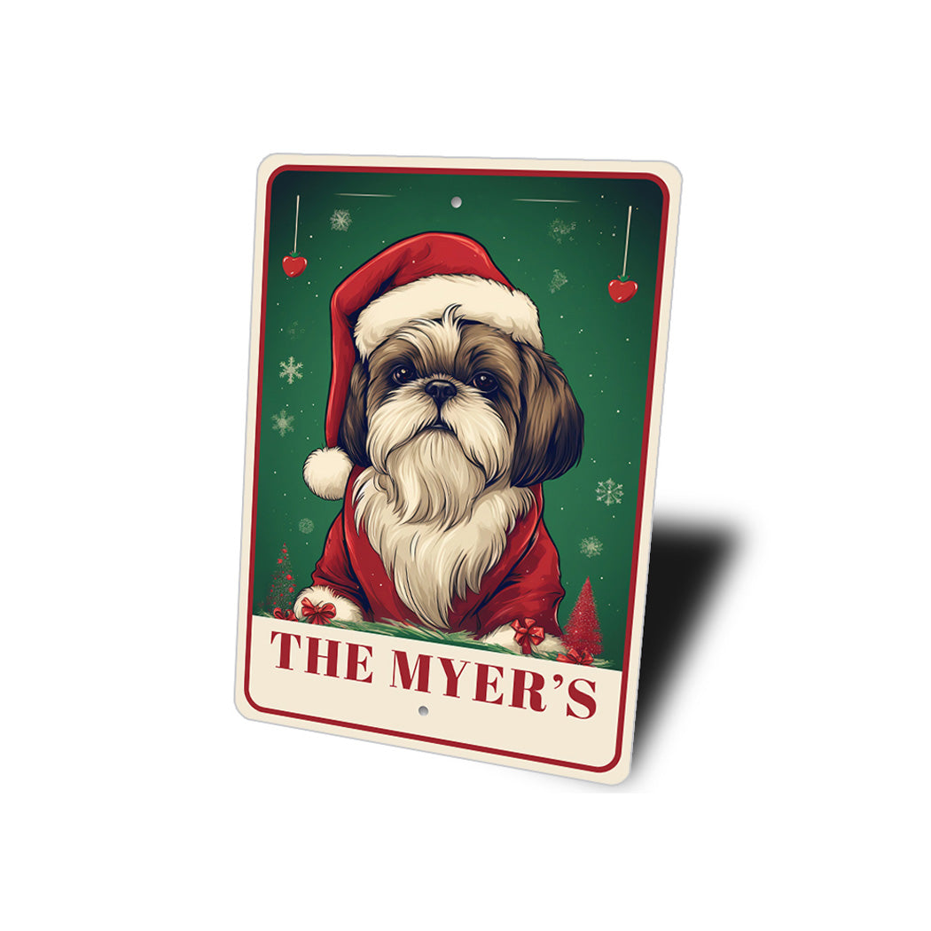 Personalized Shih Tzu Christmas Welcome Sign