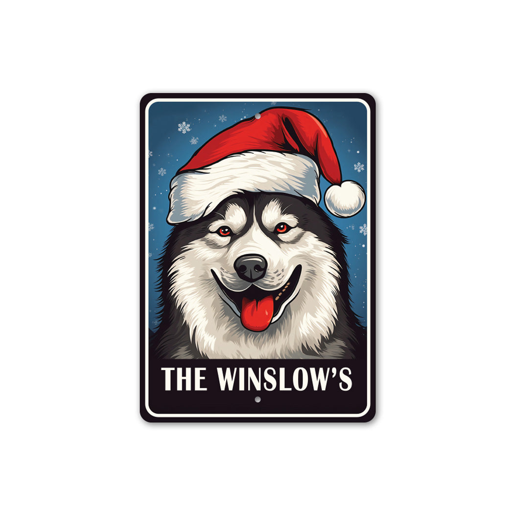 Personalized Husky Christmas Welcome Sign