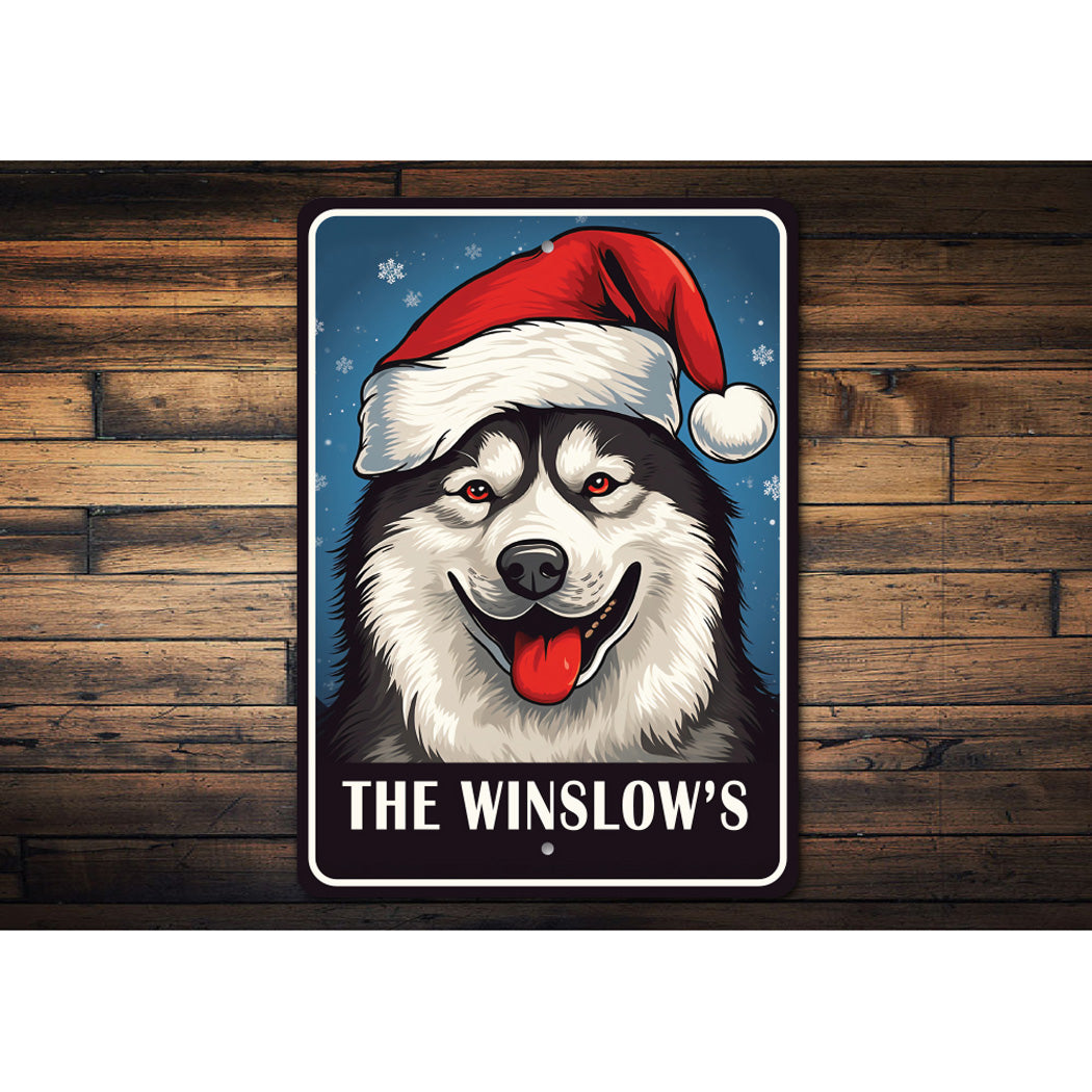 Personalized Husky Christmas Welcome Sign