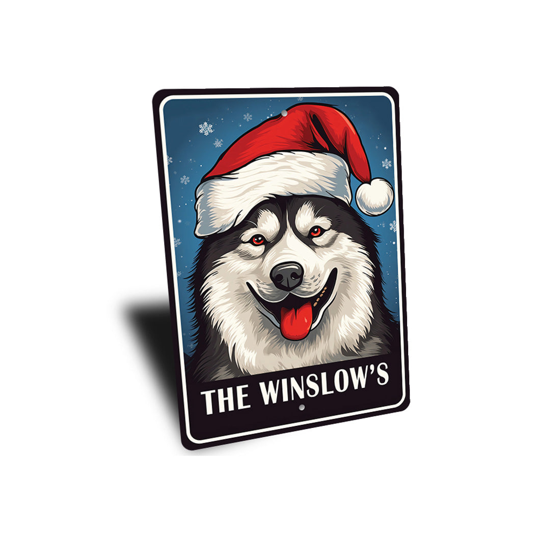 Personalized Husky Christmas Welcome Sign