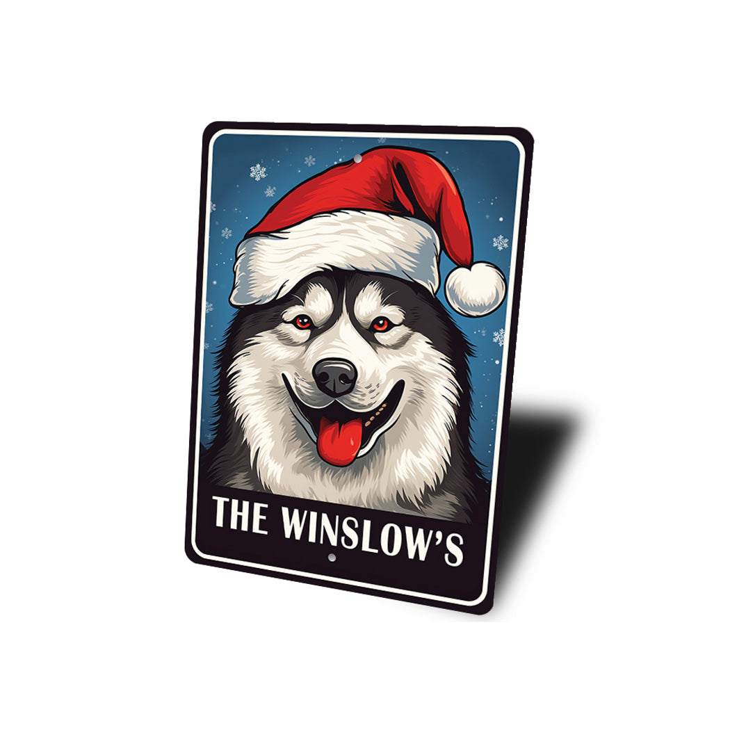 Personalized Husky Christmas Welcome Sign