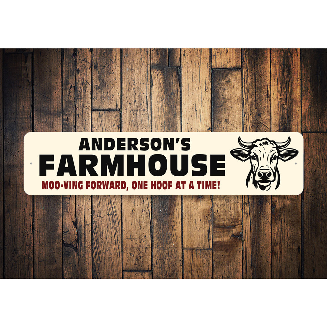 Farmhouse Moo-Ving Forward One Hoof At A Time Cow Sign