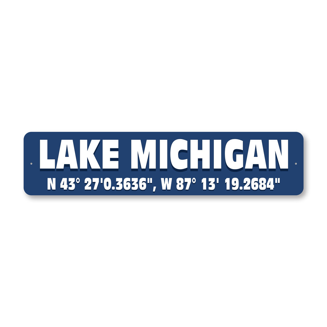 Lake Michigan Coordinates Sign