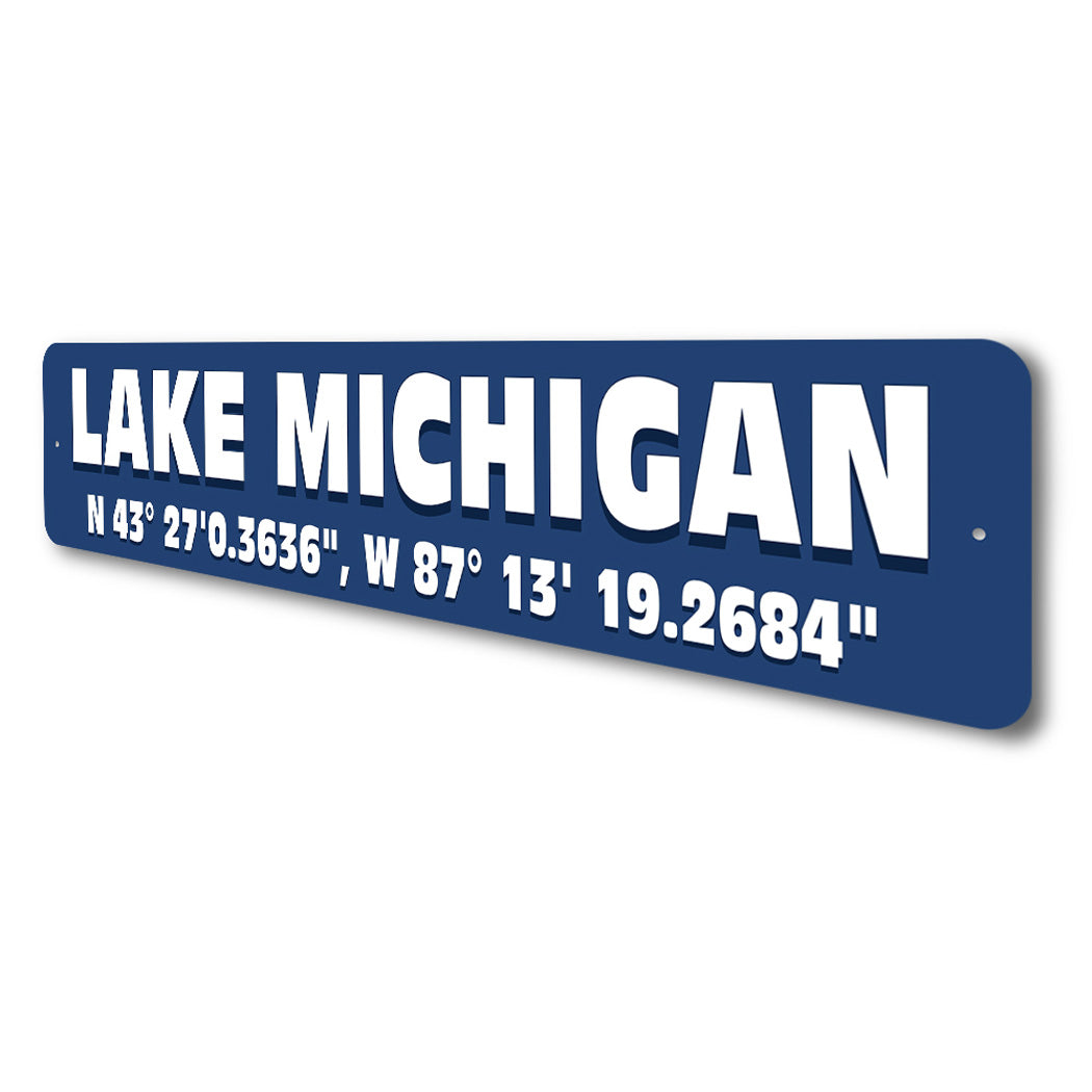 Lake Michigan Coordinates Sign