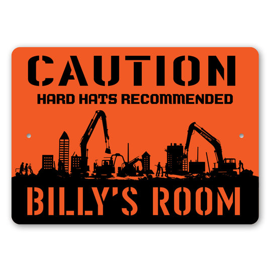 Kids Room Caution Hard Hats Recommended Sign