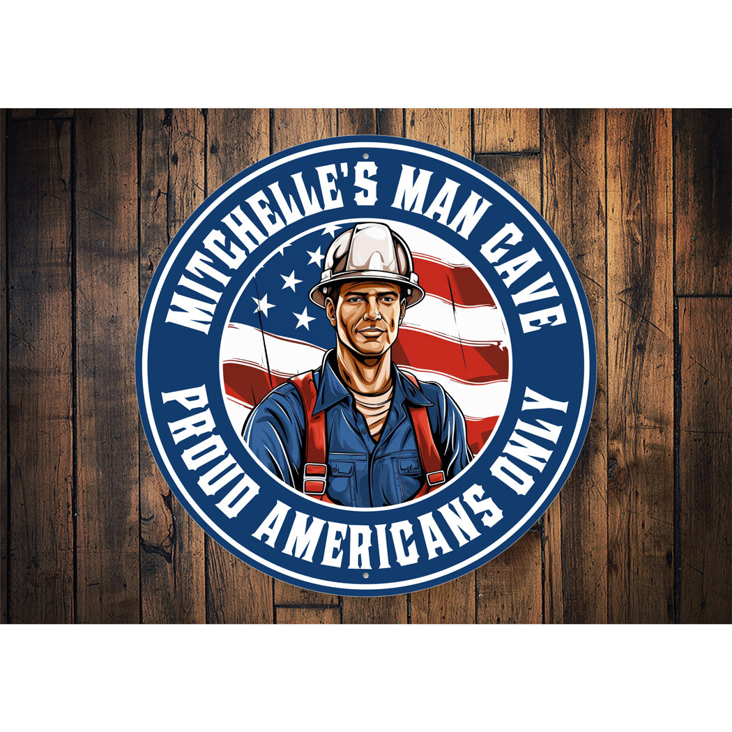Personalized Proud American Man Cave Sign