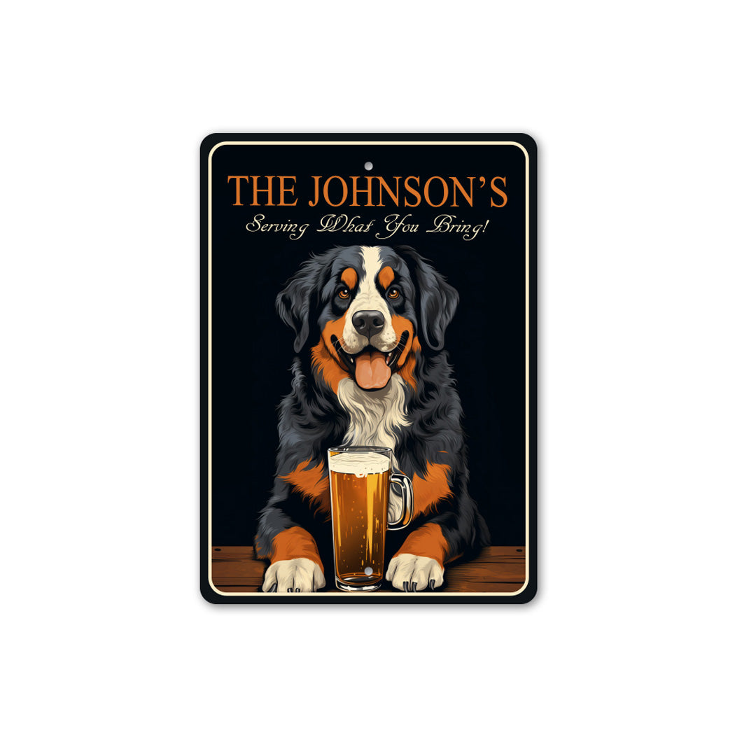 Bernese Mountain Dog Custom Serving What You Bring Sign