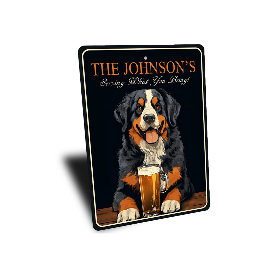 Bernese Mountain Dog Custom Serving What You Bring Sign