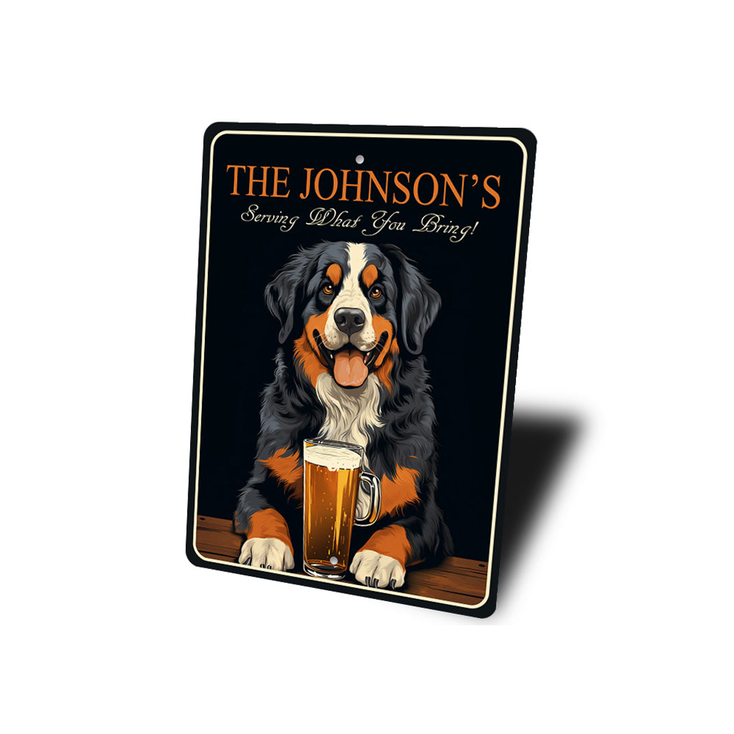 Bernese Mountain Dog Custom Serving What You Bring Sign