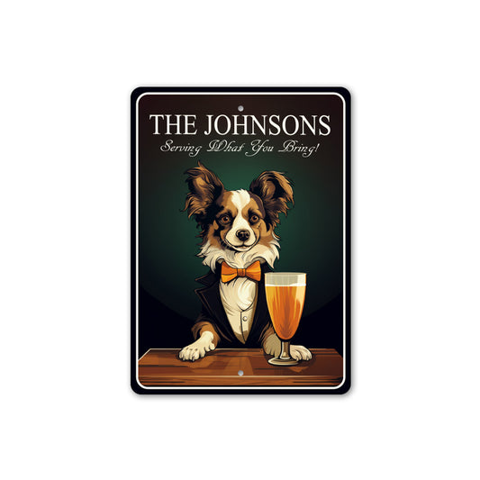 Papillon Dog Custom Serving What You Bring Sign