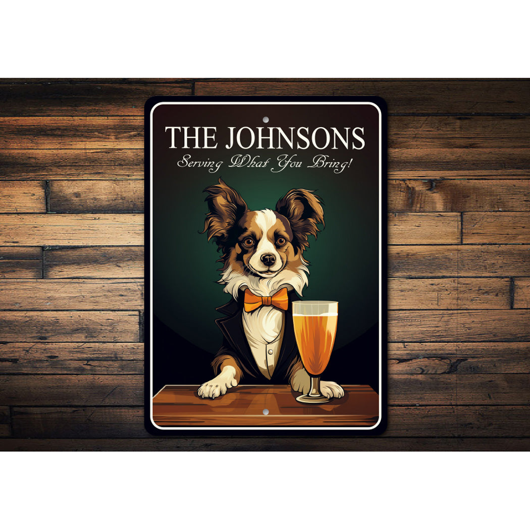 Papillon Dog Custom Serving What You Bring Sign
