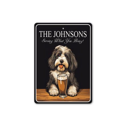 Tibetan Terrier Dog Custom Serving What You Bring Sign