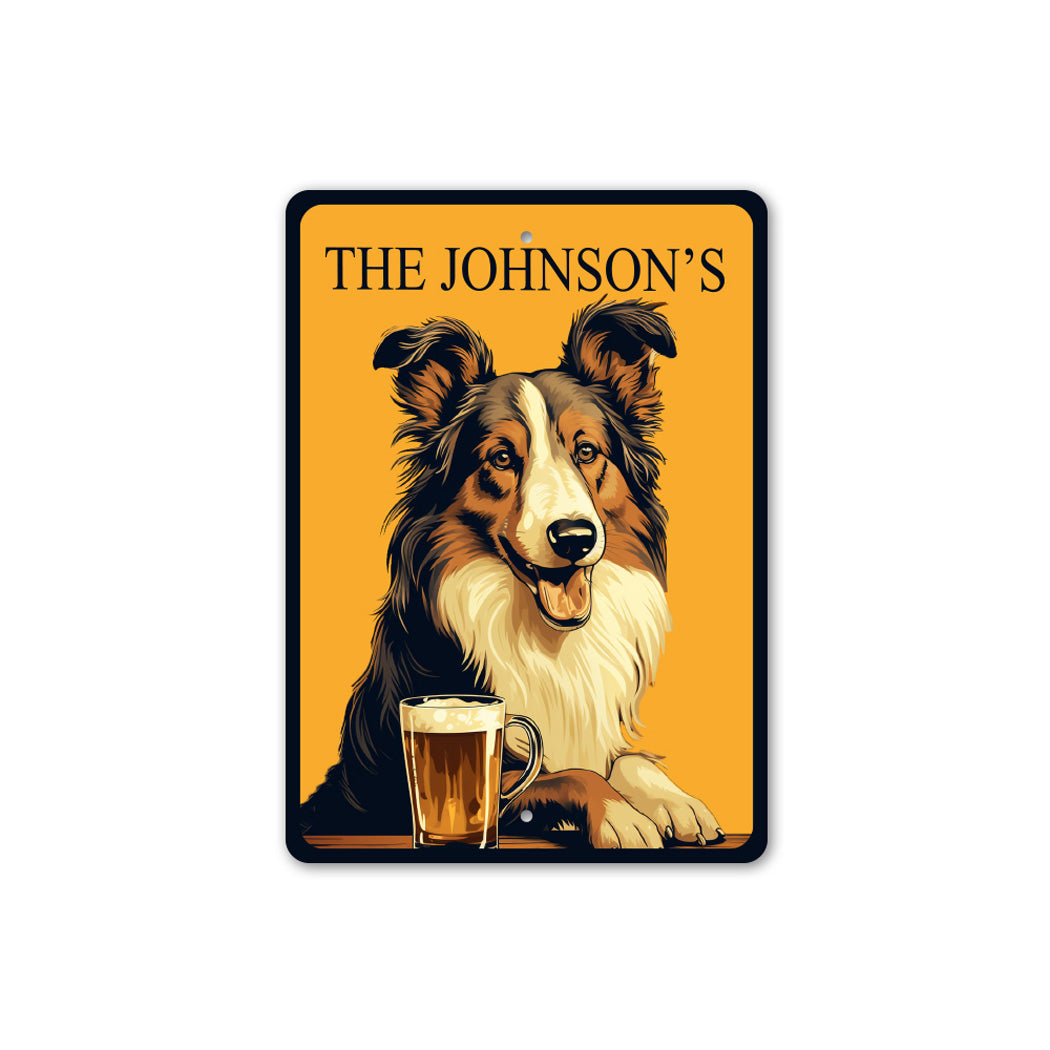 Personalized Collie Dog Bar Sign