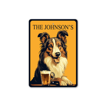 Personalized Collie Dog Bar Sign