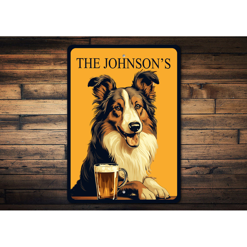 Personalized Collie Dog Bar Sign