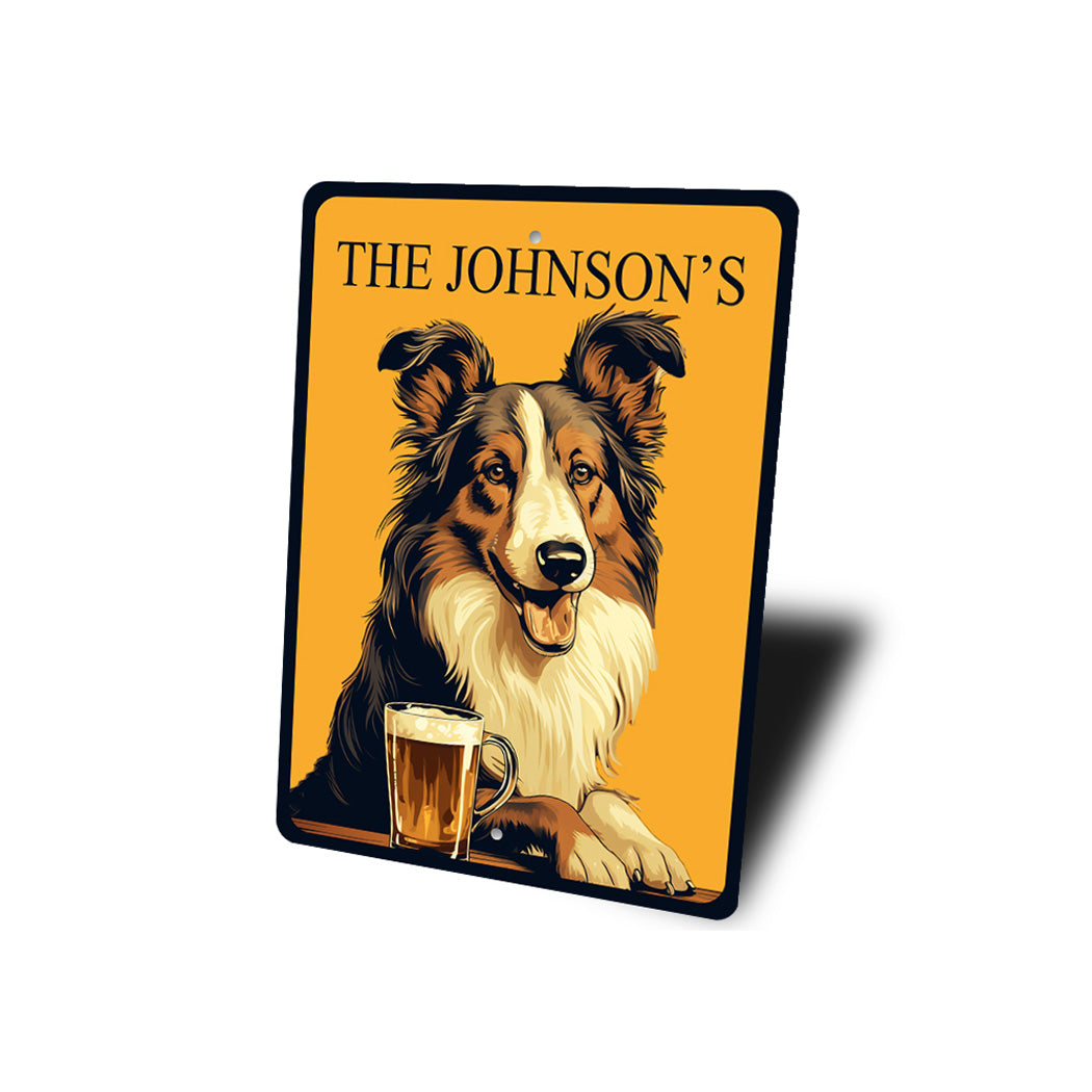 Personalized Collie Dog Bar Sign