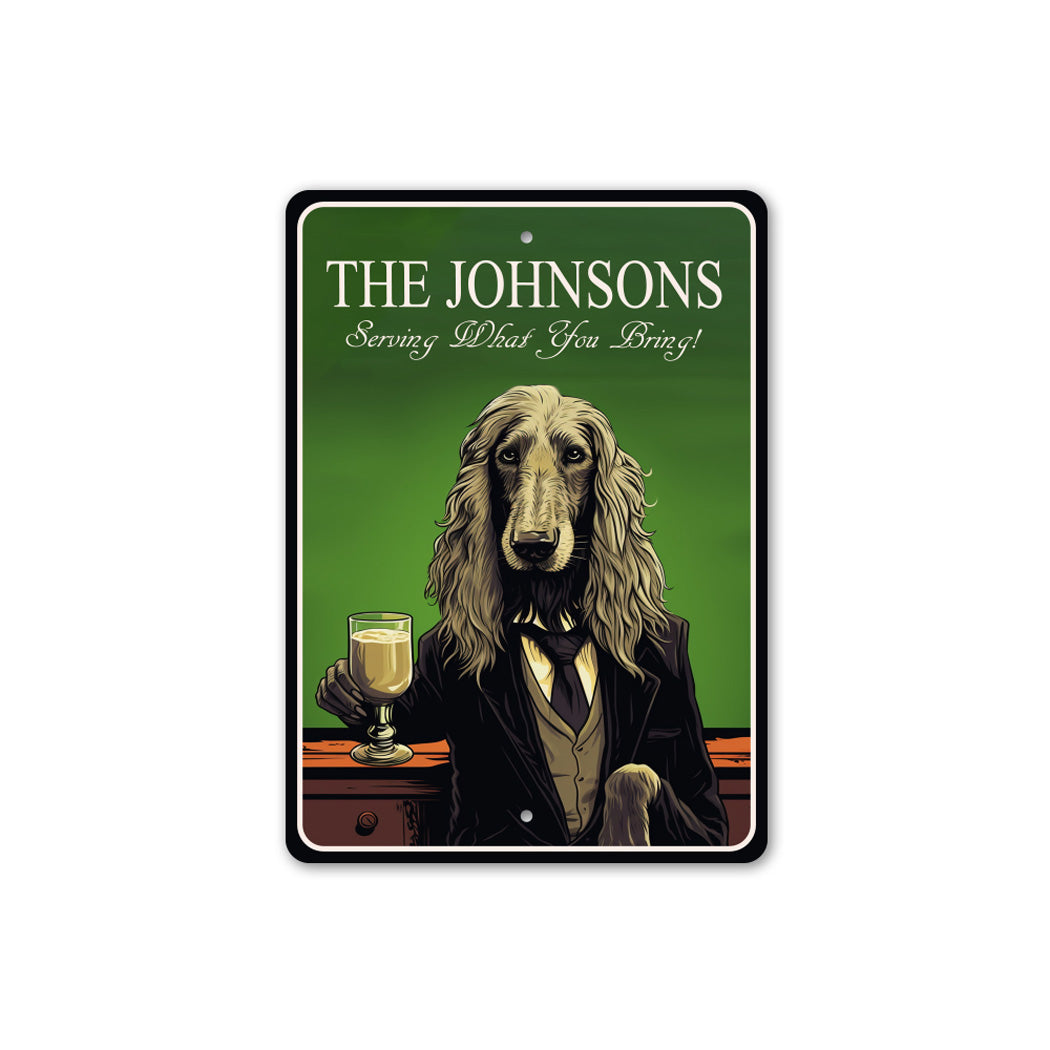 Afghan Hound Dog Custom Serving What You Bring Sign