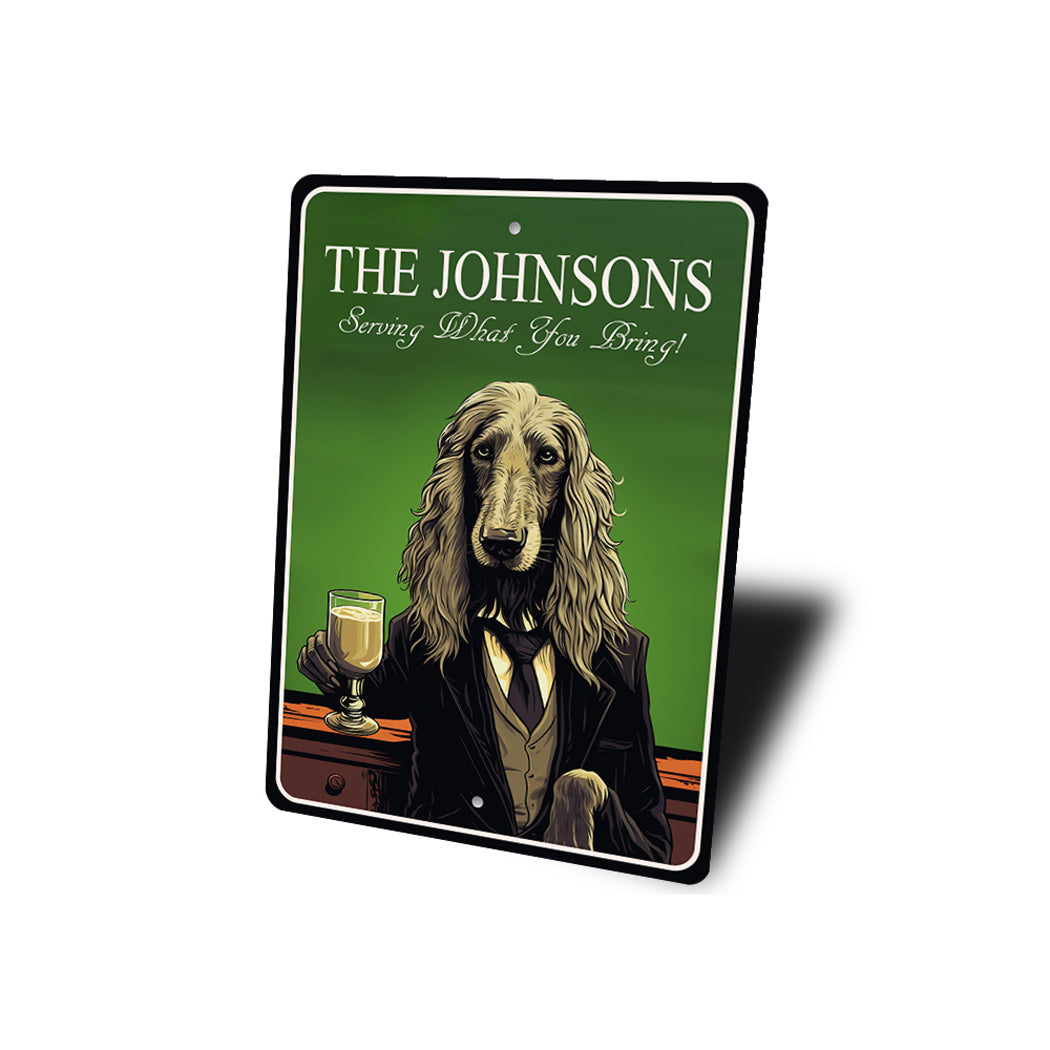 Afghan Hound Dog Custom Serving What You Bring Sign