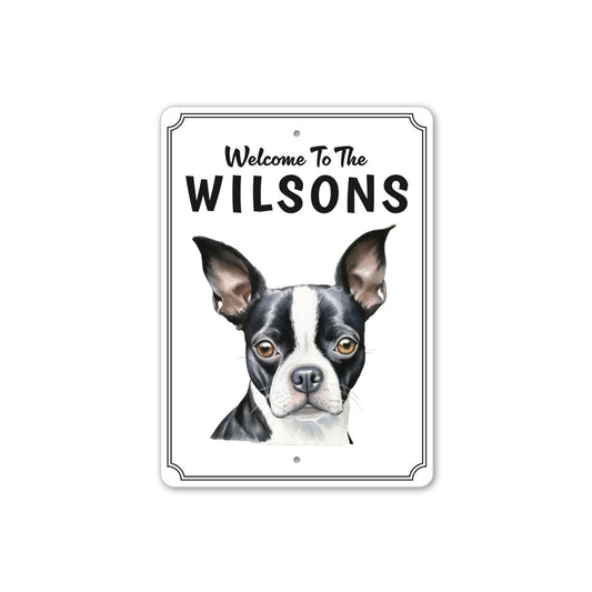 Boston Terrier Welcome To Personalized Sign