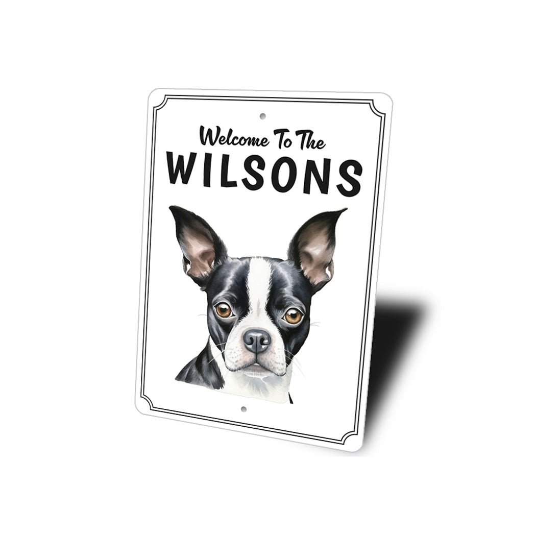 Boston Terrier Welcome To Personalized Sign