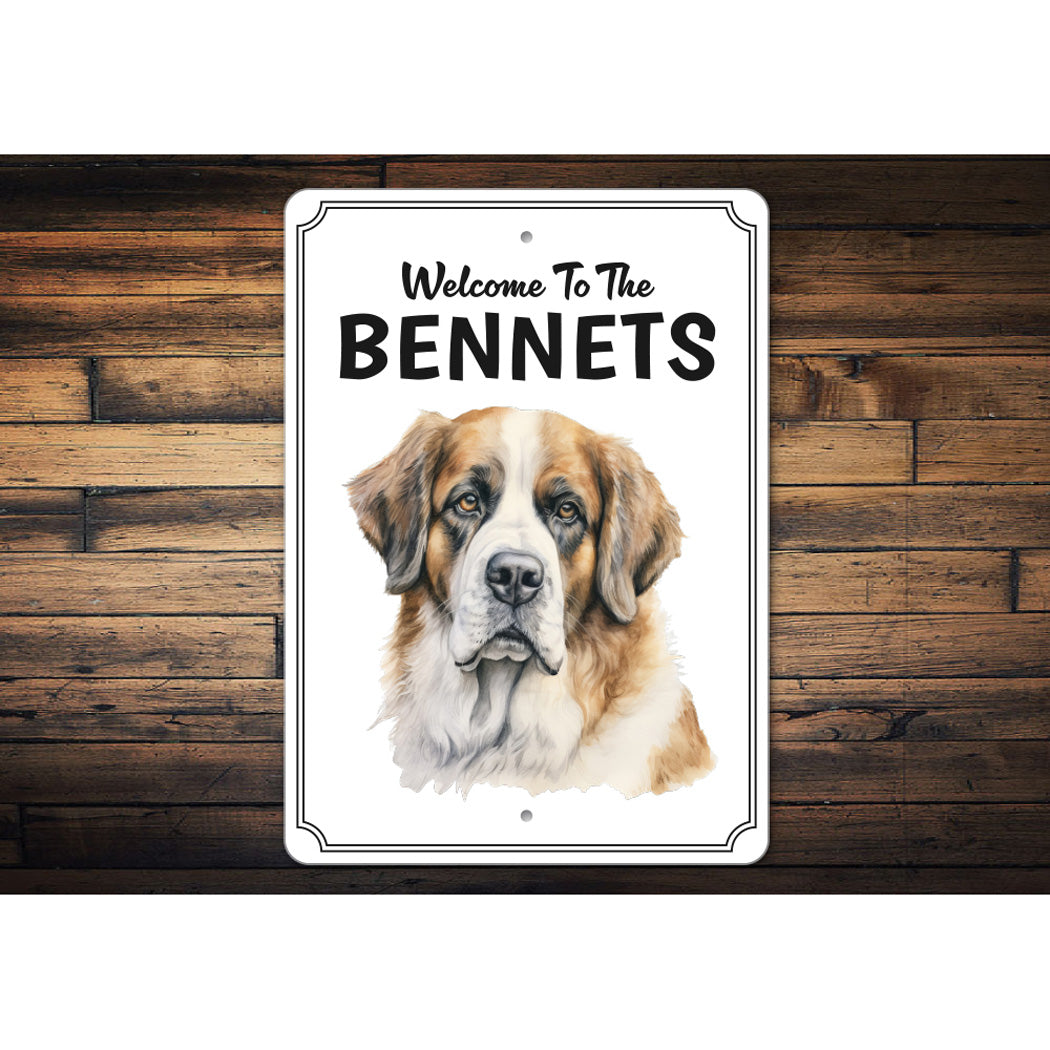 Saint Bernard Welcome To Personalized Sign