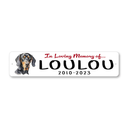 Black And Tan Coonhound In Loving Memory Pet Sign