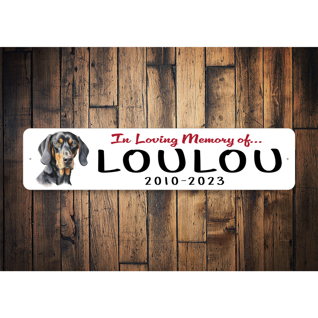 Black And Tan Coonhound In Loving Memory Pet Sign