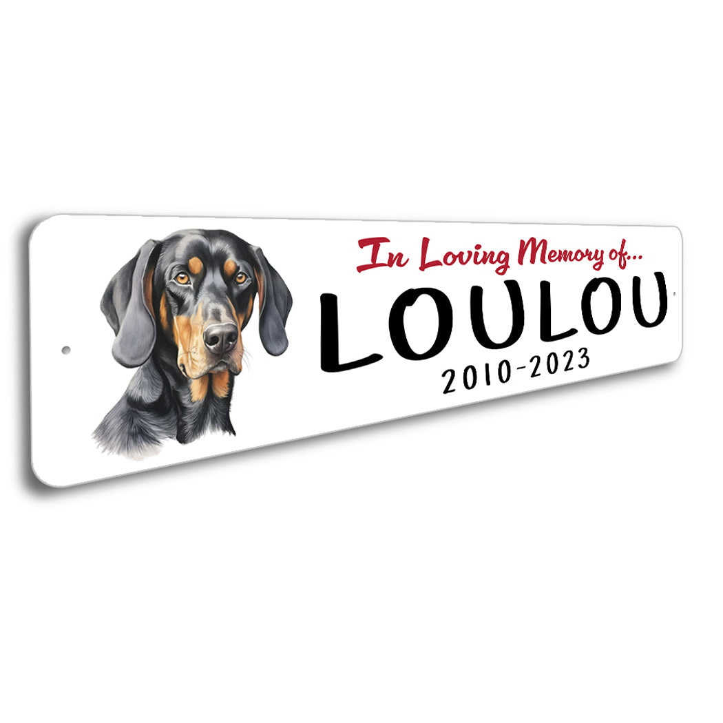 Black And Tan Coonhound In Loving Memory Pet Sign