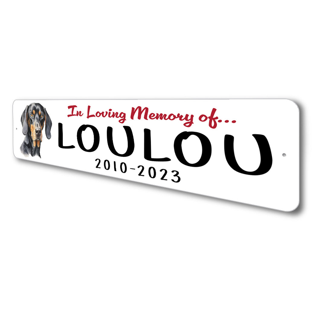 Black And Tan Coonhound In Loving Memory Pet Sign
