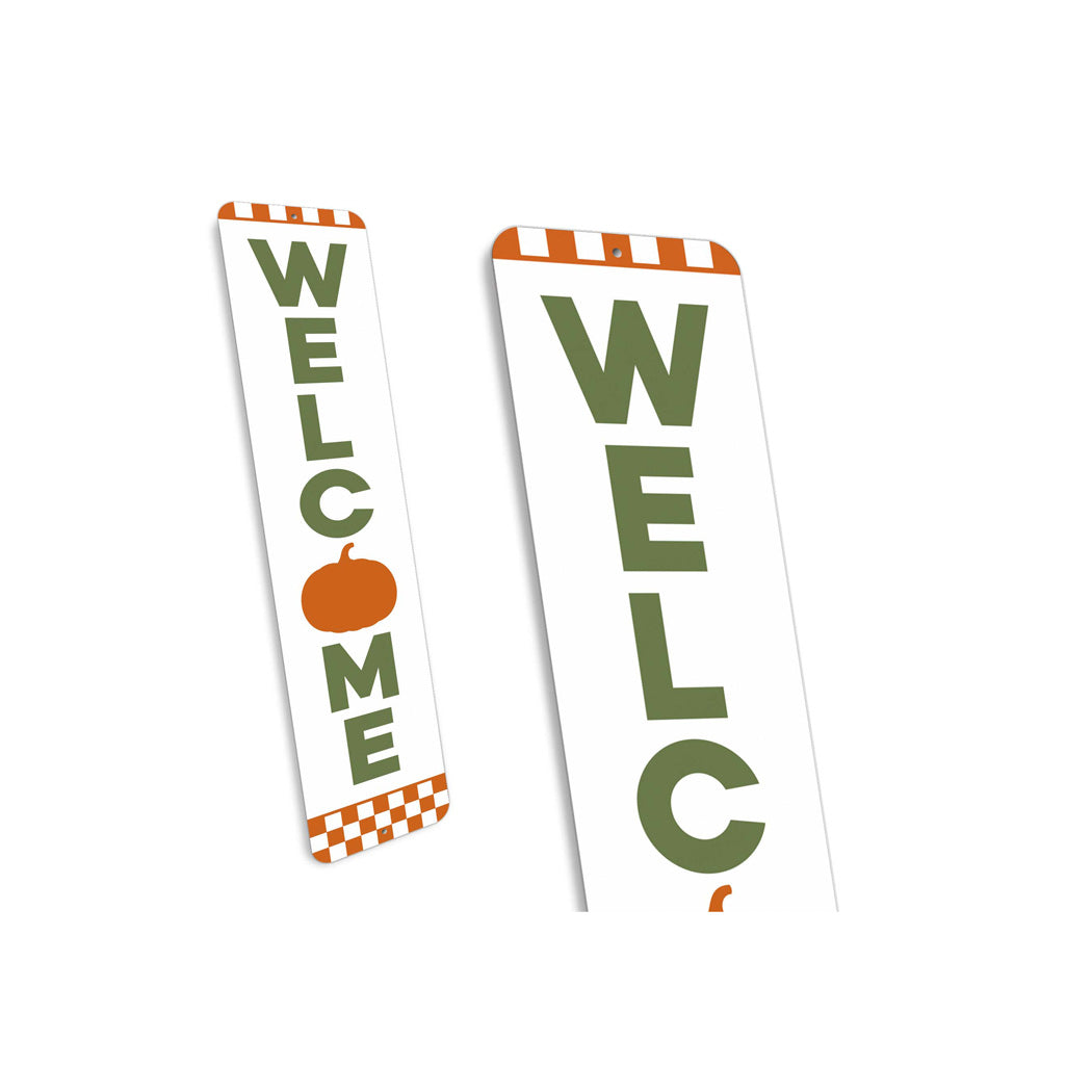 Welcome Pumpkin Halloween Metal Sign