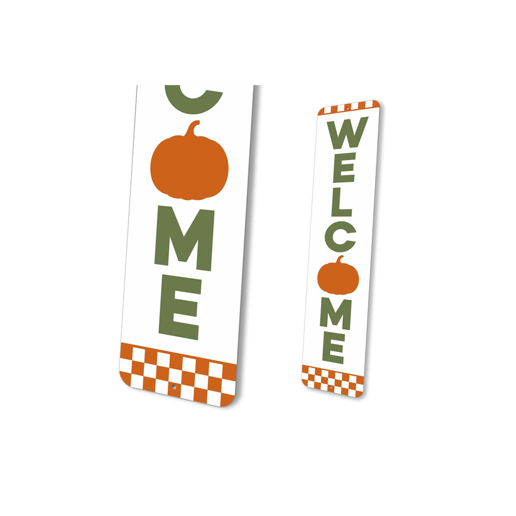 Welcome Pumpkin Halloween Metal Sign