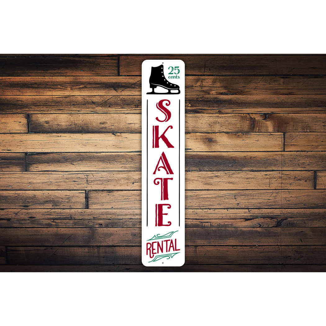 Skate Rental 25 Cents Metal Sign