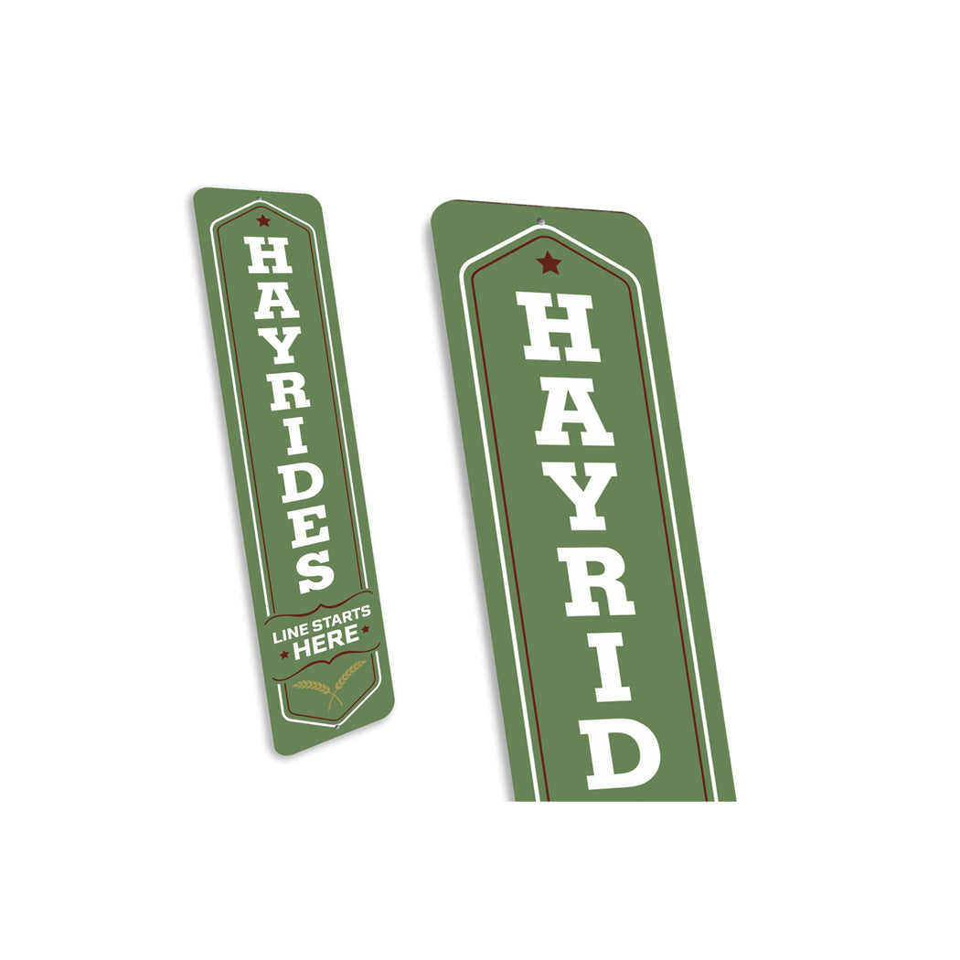 Hayrides Line Starts Here Harvest Sign