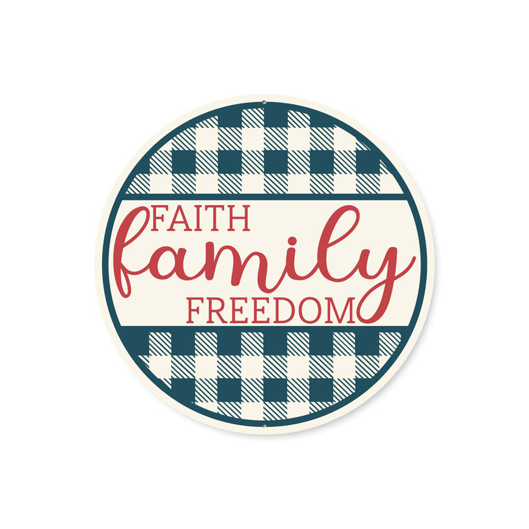 Faith Family Freedom Plaid Pattern Sign