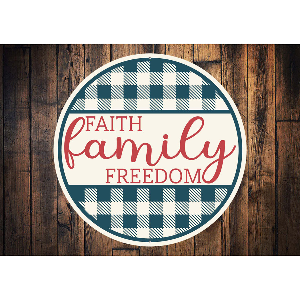 Faith Family Freedom Plaid Pattern Sign