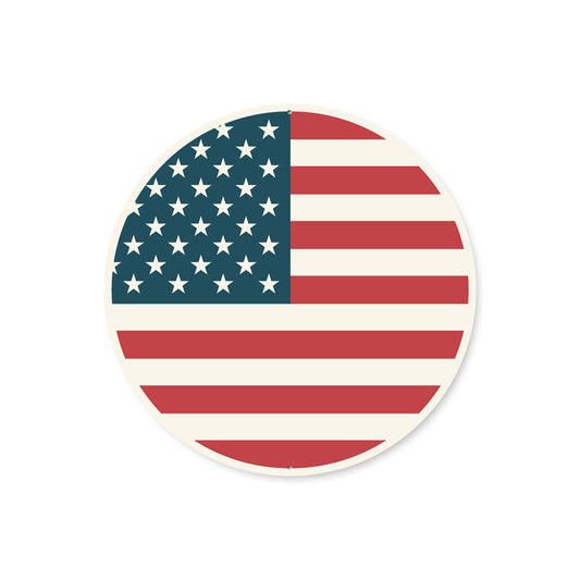 USA Flag Circular Metal Sign