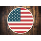 USA Flag Circular Metal Sign