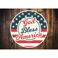 God Bless America Retro Round Sign