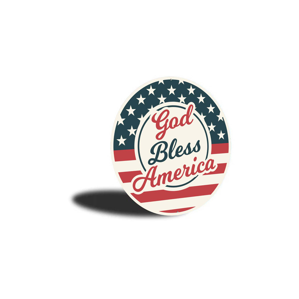 God Bless America Retro Round Sign